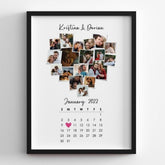 Personalised Couple Calendar Frame with Heart Photo Collage